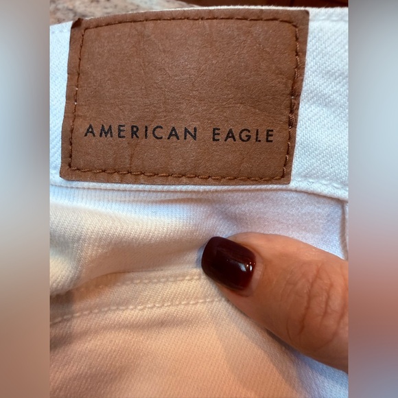 American Eagle Super Stretch White Distressed Jeans Size 0 Short Raw Hem Skinny - Picture 13 of 14